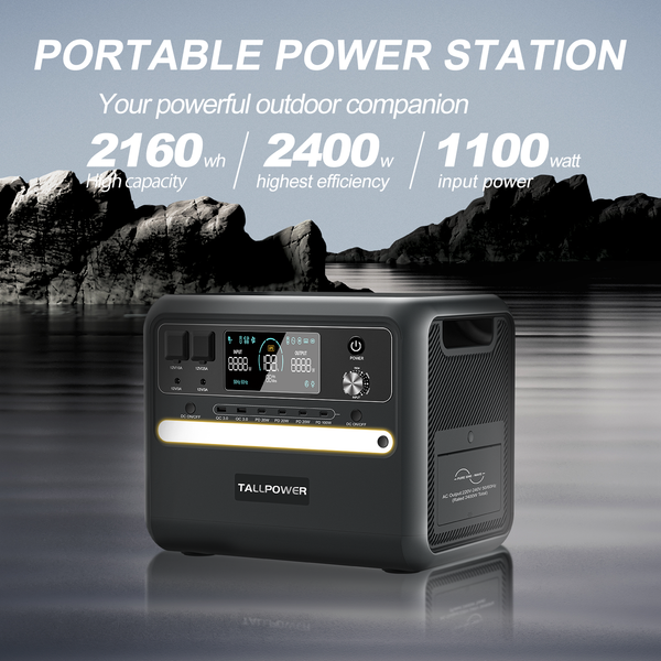 TALLPOWER High Capacity 2400W Solar Generator Portable Power